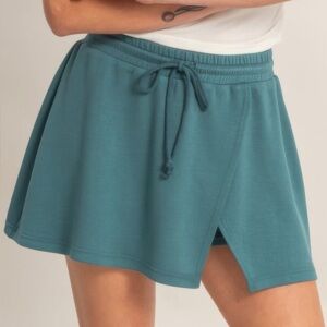 Wrap Front Elastic Waist Skort